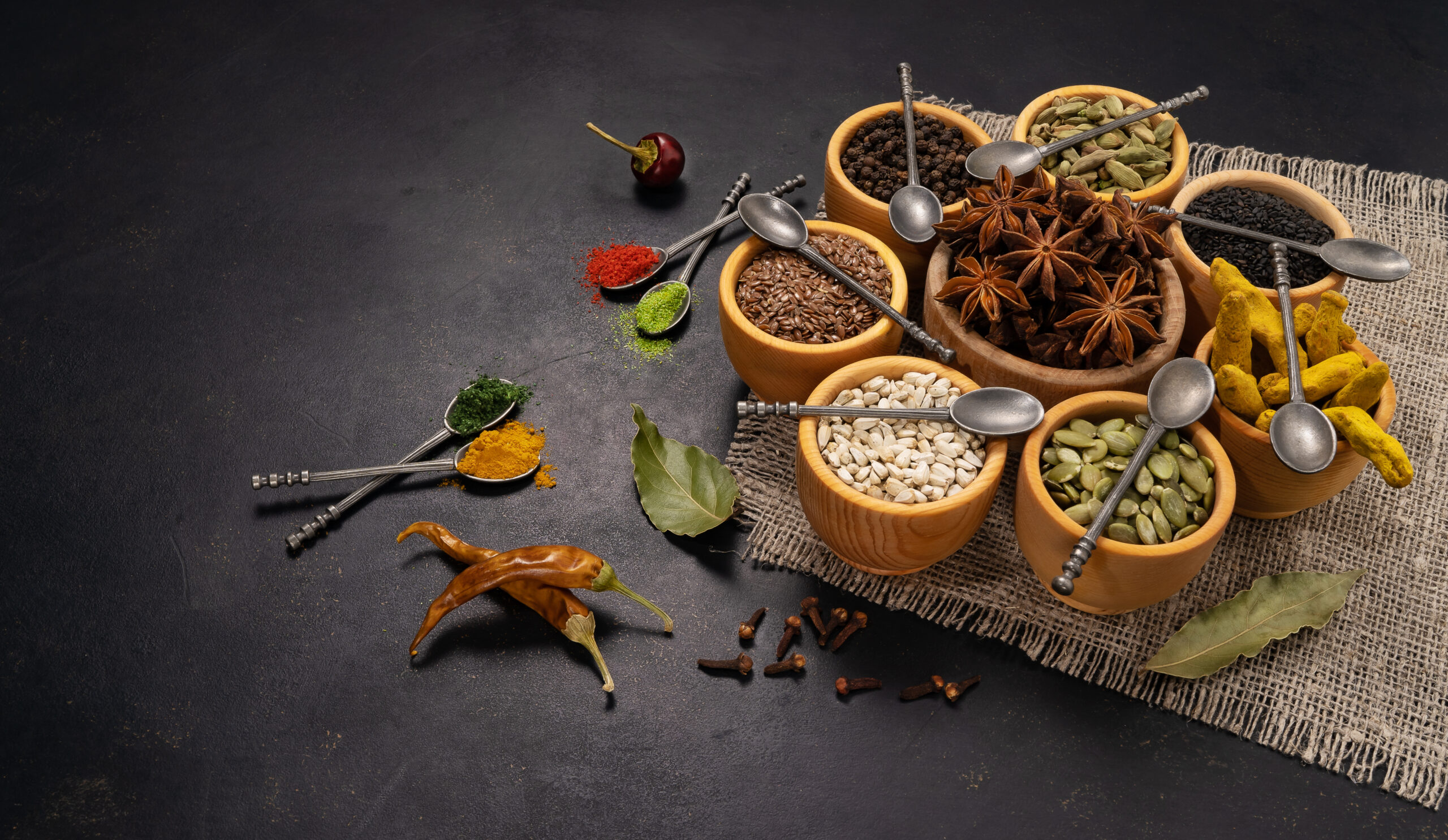 Spices,And,Condiments,In,Spoons,And,Bowls,For,Cooking,On
